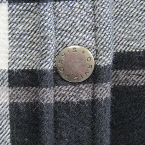 Orvis Black White Plaid Flannel Shirt Shacket Womens XXL Fleece Lined Snap Front - Picture 5 of 11